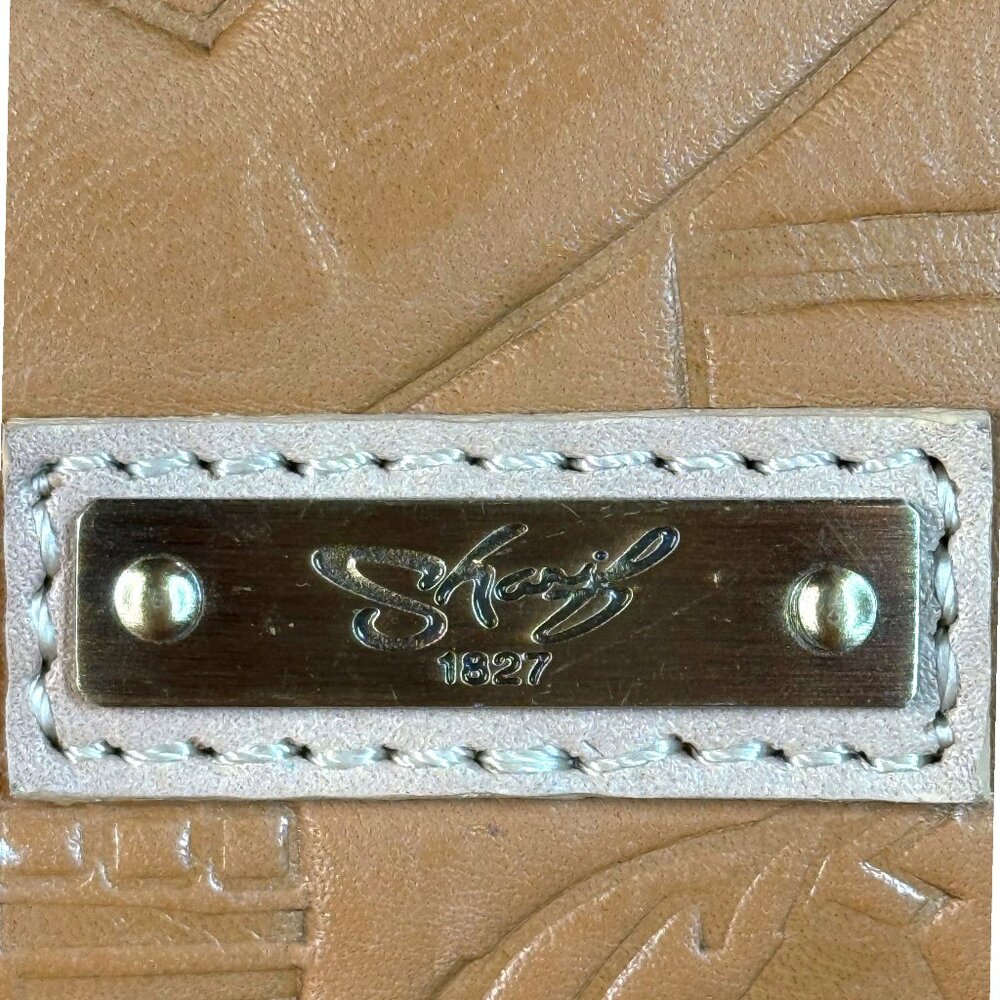 Sharif Legacy Hieroglyphic Egyptian Leather Satchel with Bamboo Handles - New - Picture 11 of 16